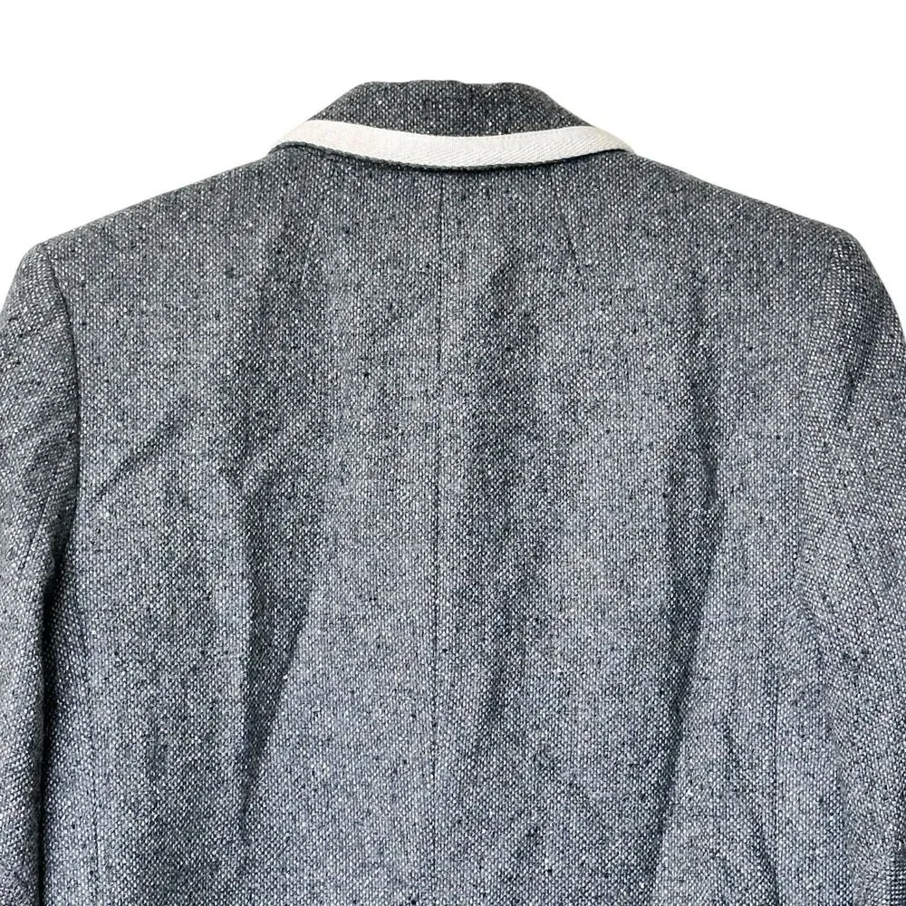 Banana Republic Gray piped Tweed Wool Blend blazer Jacket Size 6